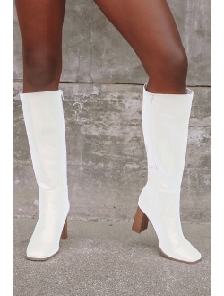 Reelee Chocolate Square Toe Knee-High Boots