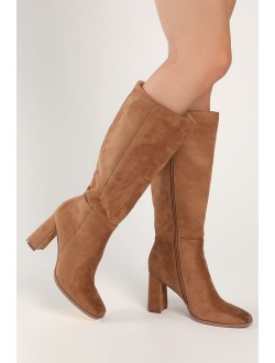 Reelee Chocolate Square Toe Knee-High Boots