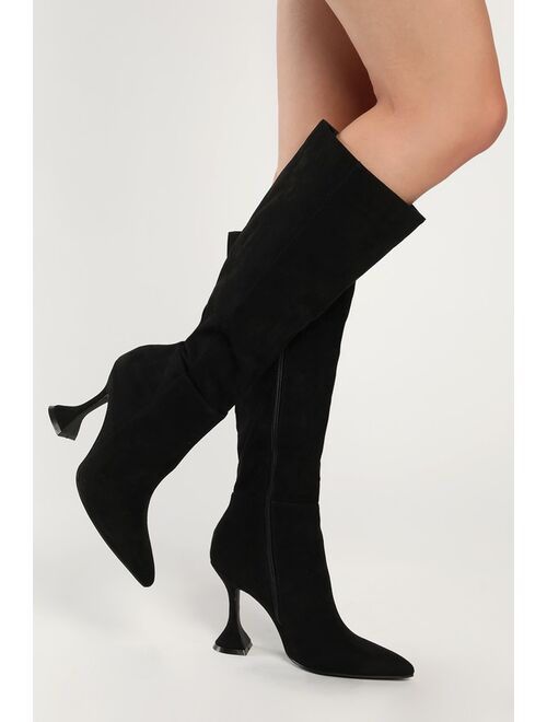 Lulus Glancy Bone Knee-High Sculpted High Heel Boots