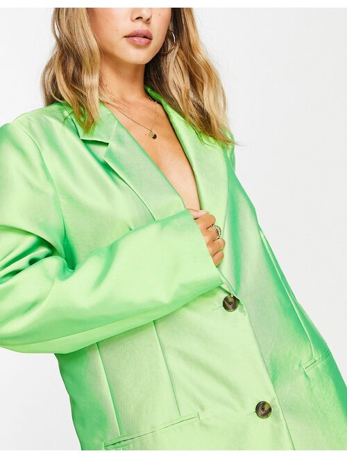 ASOS DESIGN ultimate grandad blazer in green