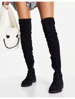 Kalani over the knee boots in black micro