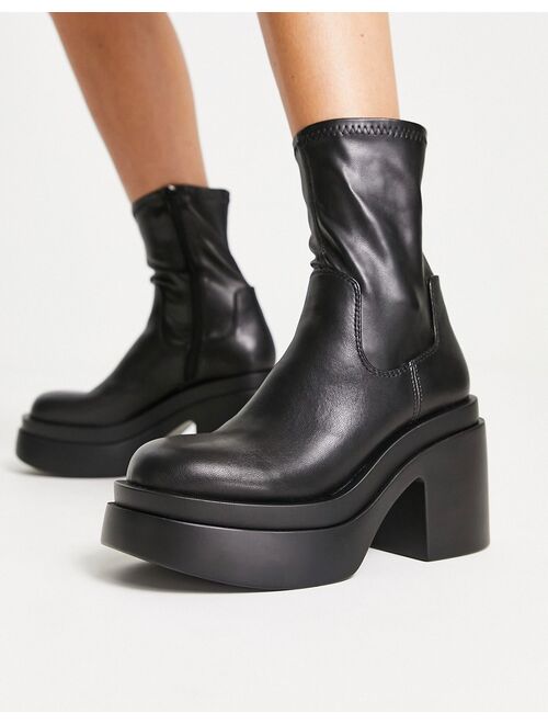 ASOS DESIGN Raven chunky mid-heeled sock boots in black