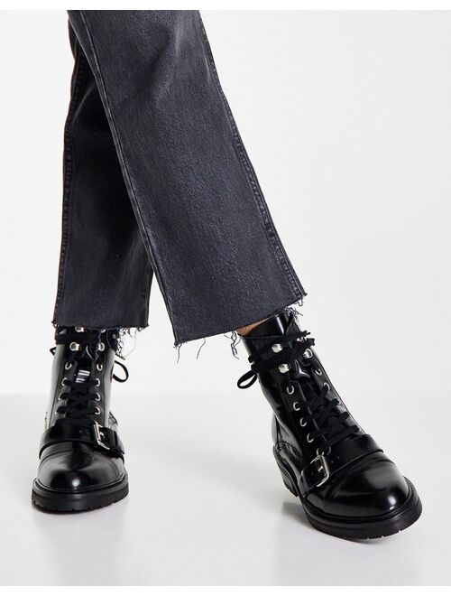 AllSaints Donita lace up leather boots in black