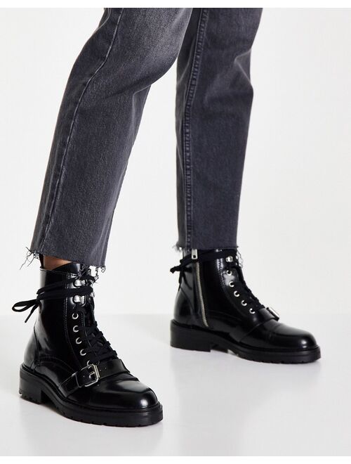 AllSaints Donita lace up leather boots in black