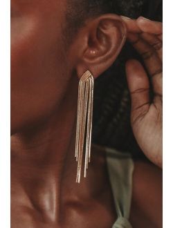 See Me Glowing Gold Fringe Drop Earrings