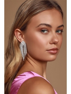 Afterparty Silver Rhinestone Fringe Earrings