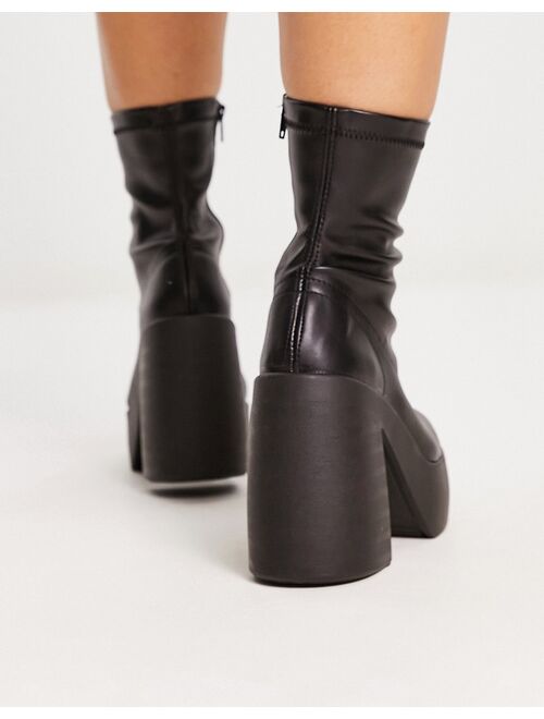 ASOS DESIGN Wide Fit Ember high heeled sock boots in black