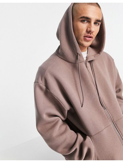 HIIT zip through hoodie in tan