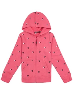 Girls' Logo Sweatshirt, Fleece Hoodie with Full-Zip Front & Pockets