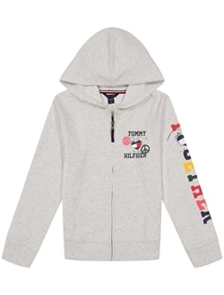 Girls' Logo Sweatshirt, Fleece Hoodie with Full-Zip Front & Pockets