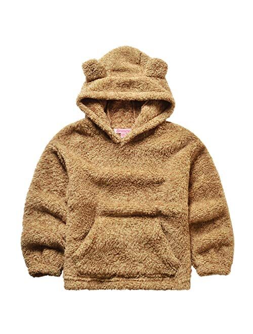 QPANCY Girls Sherpa Pullover Hoodie Kids Fleece Cat Clothes Winter Fall Coat Top