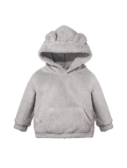 Jobakids Baby Kids Girls Fuzzy Sherpa Pullover Hoodie Boys Sweatshirts Toddler Fall Autumn Winter Warm Hooded Tops