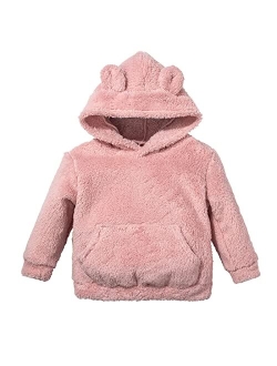 Jobakids Baby Kids Girls Fuzzy Sherpa Pullover Hoodie Boys Sweatshirts Toddler Fall Autumn Winter Warm Hooded Tops