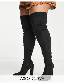 Curve Kenni block heel over-the-knee boots in black