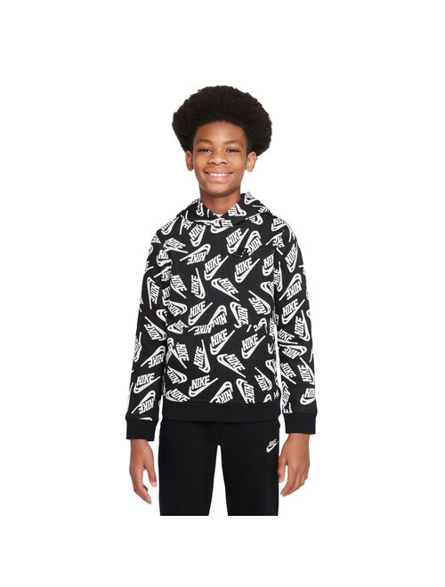 Boys 8-20 Nike Allover Print Club Fleece Hoodie