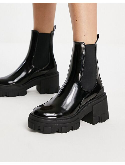 ASOS DESIGN Reality chunky mid-heel Chelsea boots in black