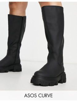 Curve Carla chunky flat knee boots in black