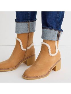 Sherpa stacked heels in suede
