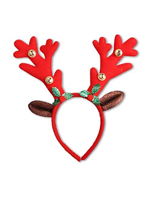 Myuilor Reindeer Antlers Headband Christmas and Easter Party Headbands Deer Antlers Headband with Bells Cute Reindeer Ears Headband