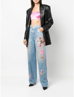 Blumarine floral-embroidered boyfriend jeans