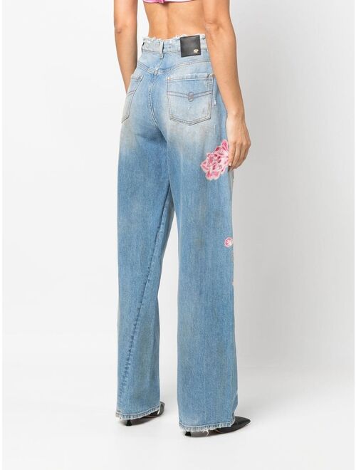 Blumarine floral-embroidered boyfriend jeans