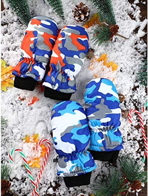 Satinior 2 Pairs Winter Kids Snow Mittens Unisex Waterproof Ski Mitten Winter Warm Gloves for Kids