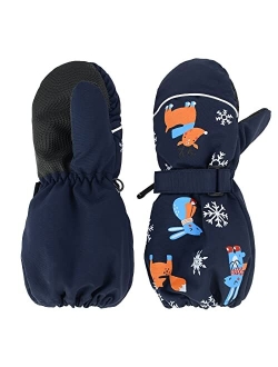American Trends Toddler Winter Mittens Waterproof Boy Ski Gloves Warm Fleece Snow Mitten for Baby Boy Girl Cold Weather