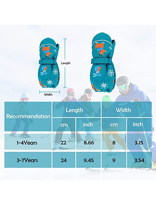 American Trends Toddler Winter Mittens Waterproof Boy Ski Gloves Warm Fleece Snow Mitten for Baby Boy Girl Cold Weather