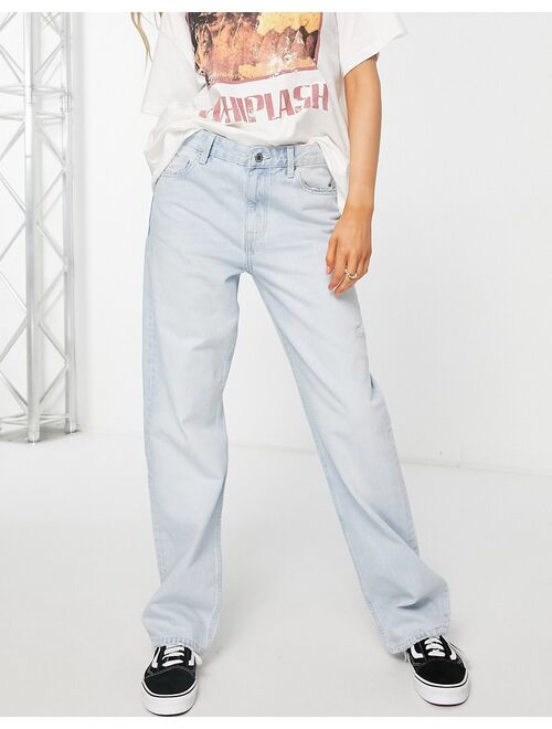 Bershka high rise dad jeans in super bleach wash