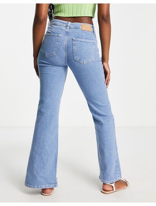 Bershka slit front jeans in light blue