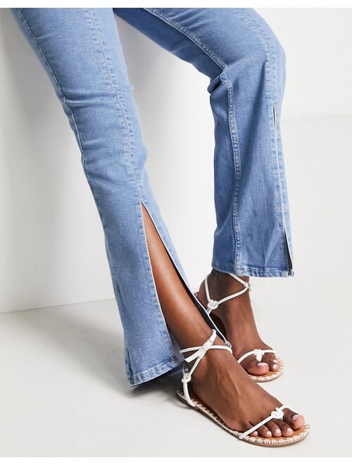 Bershka slit front jeans in light blue