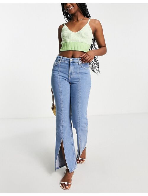 Bershka slit front jeans in light blue