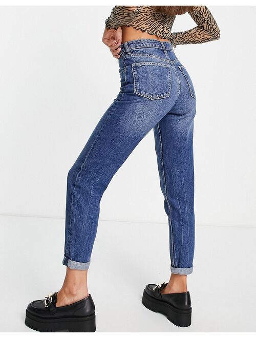 Bershka Tall mom jean in dark stone