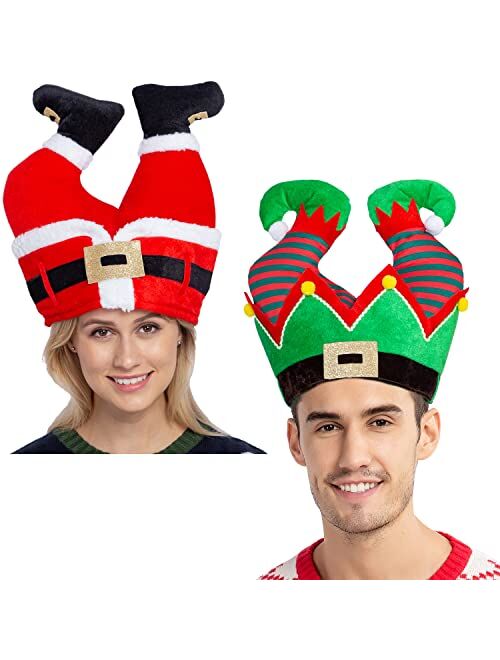 JOYIN 2PCS Christmas Santa and Elf Pants Hats for Funny Hilarious and Festive Christmas Party Hat Dress Up Celebrations, Winter Party Favor, Christmas Decorations, Costum