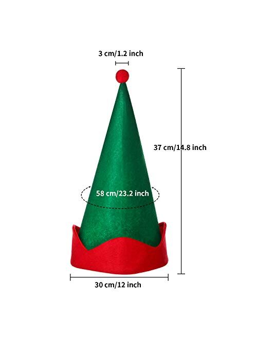 SATINIOR 8 Pieces Christmas Felt Elf Hats Green and Red Santa Elf Hat Novelty Funny Hats Xmas Holiday Party Costume Favors Gifts Accessories for Kids