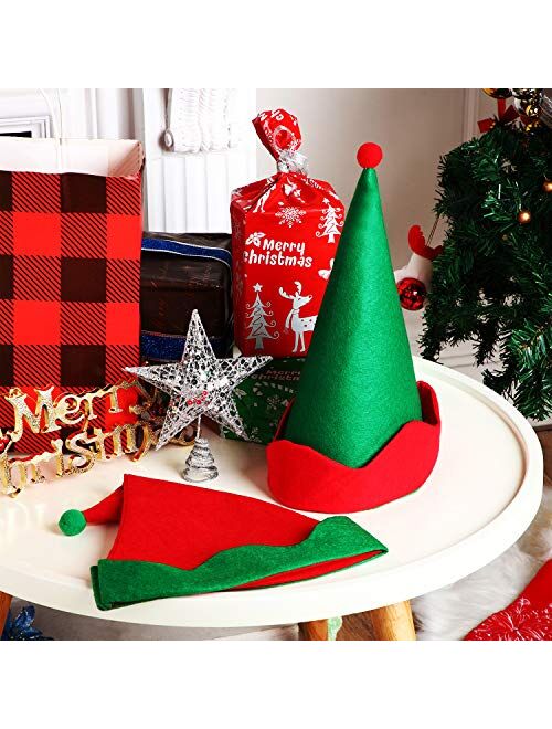 SATINIOR 8 Pieces Christmas Felt Elf Hats Green and Red Santa Elf Hat Novelty Funny Hats Xmas Holiday Party Costume Favors Gifts Accessories for Kids