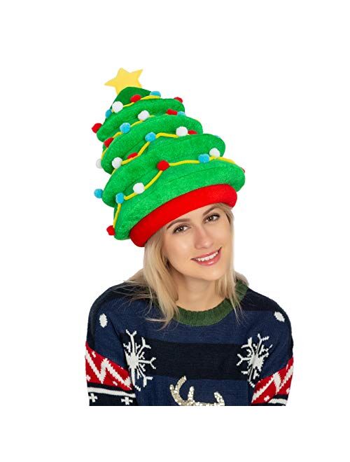 JOYIN Plush Christmas Tree Hat for Festive Party Dress Up Celebrations, Winter Party Favor, Christmas Decorations, Beanie Costume Accessories