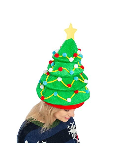 JOYIN Plush Christmas Tree Hat for Festive Party Dress Up Celebrations, Winter Party Favor, Christmas Decorations, Beanie Costume Accessories