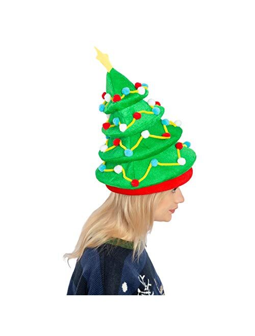 JOYIN Plush Christmas Tree Hat for Festive Party Dress Up Celebrations, Winter Party Favor, Christmas Decorations, Beanie Costume Accessories