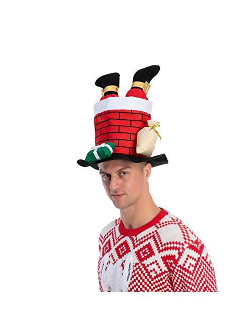 JOYIN Christmas Santa Chimney Hat Funny for Cute and Festive Party Dress Up Celebrations, Decorations, Costume Accessories