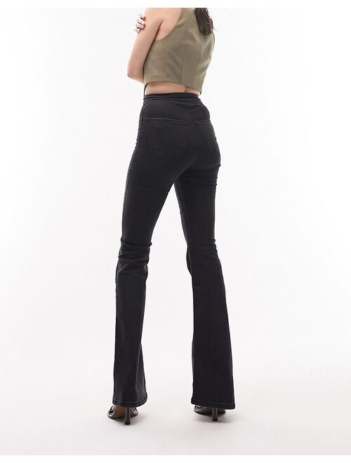 Topshop Joni flare jeans in washed black