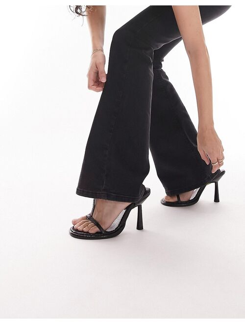 Topshop Joni flare jeans in washed black