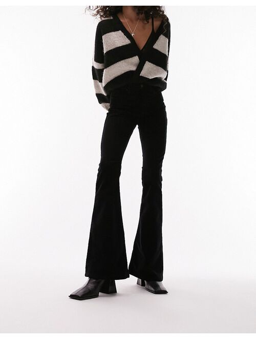 Topshop Jamie flare jeans in black cord