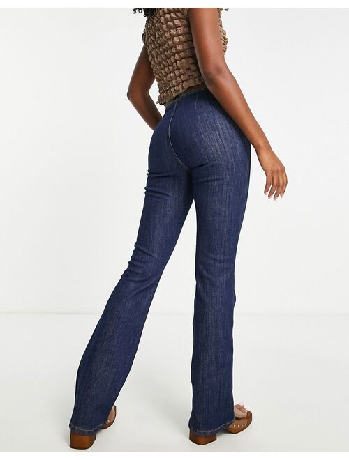 Topshop Y2K buckle flare jeans in indigo