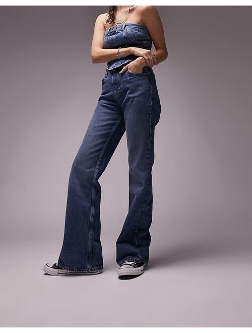 Topshop 90s flare jeans in mid blue