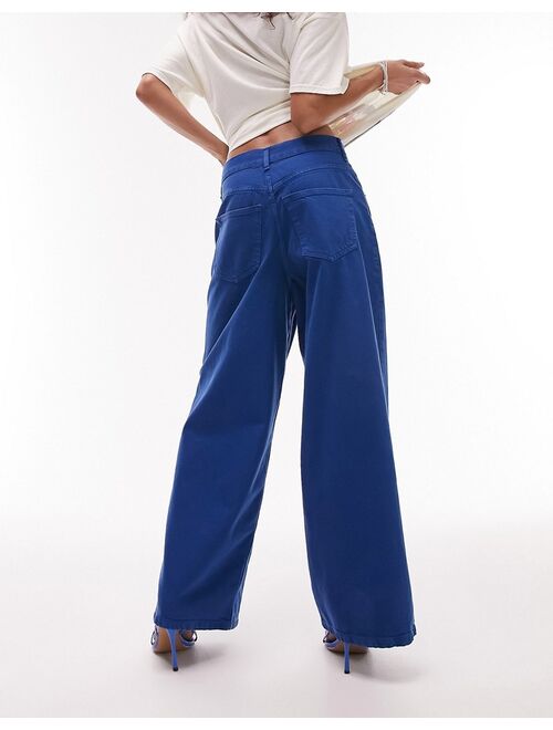 Topshop low-slung jeans in cobalt blue