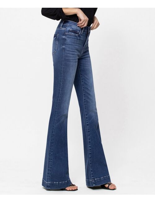 VERVET Women's Stretch High Rise Super Flare Jeans with Trouser Hem