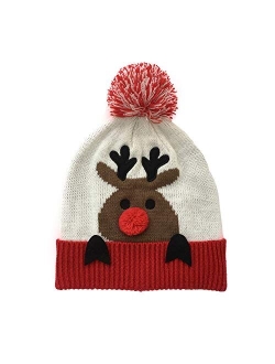 Feximzl Unisex Christmas Hat Winter Knitted Crochet Beanie Santa Hat for Women Men