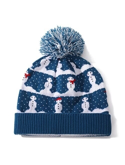 Feximzl Unisex Christmas Hat Winter Knitted Crochet Beanie Santa Hat for Women Men