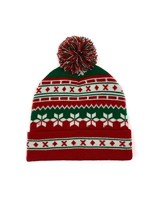 Feximzl Unisex Christmas Hat Winter Knitted Crochet Beanie Santa Hat for Women Men